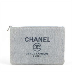 Chanel Deauville straw Shoulder Bag tote gray